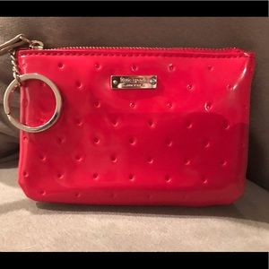 Kate Spade Collectable Strawberry Red Dimpled Coin purse with Key Ring